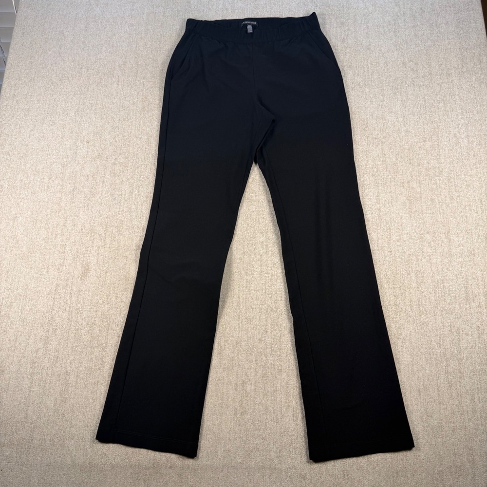 Eileen Fisher Pants Women XS Black Stretch Jersey Straight Leg Pull On
